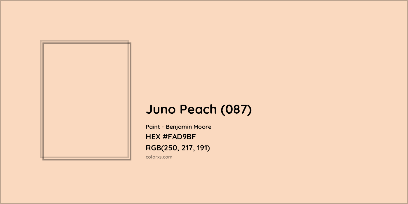HEX #FAD9BF Juno Peach (087) Paint Benjamin Moore - Color Code