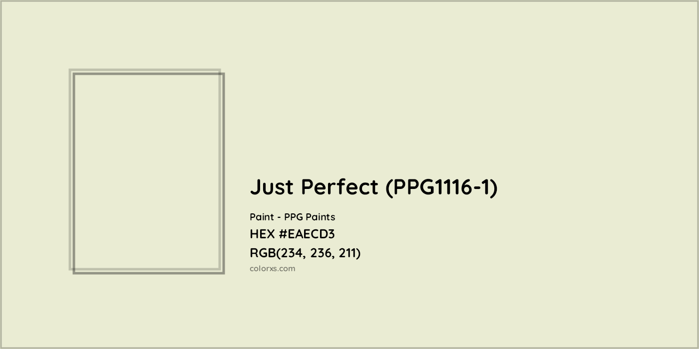 HEX #EAECD3 Just Perfect (PPG1116-1) Paint PPG Paints - Color Code