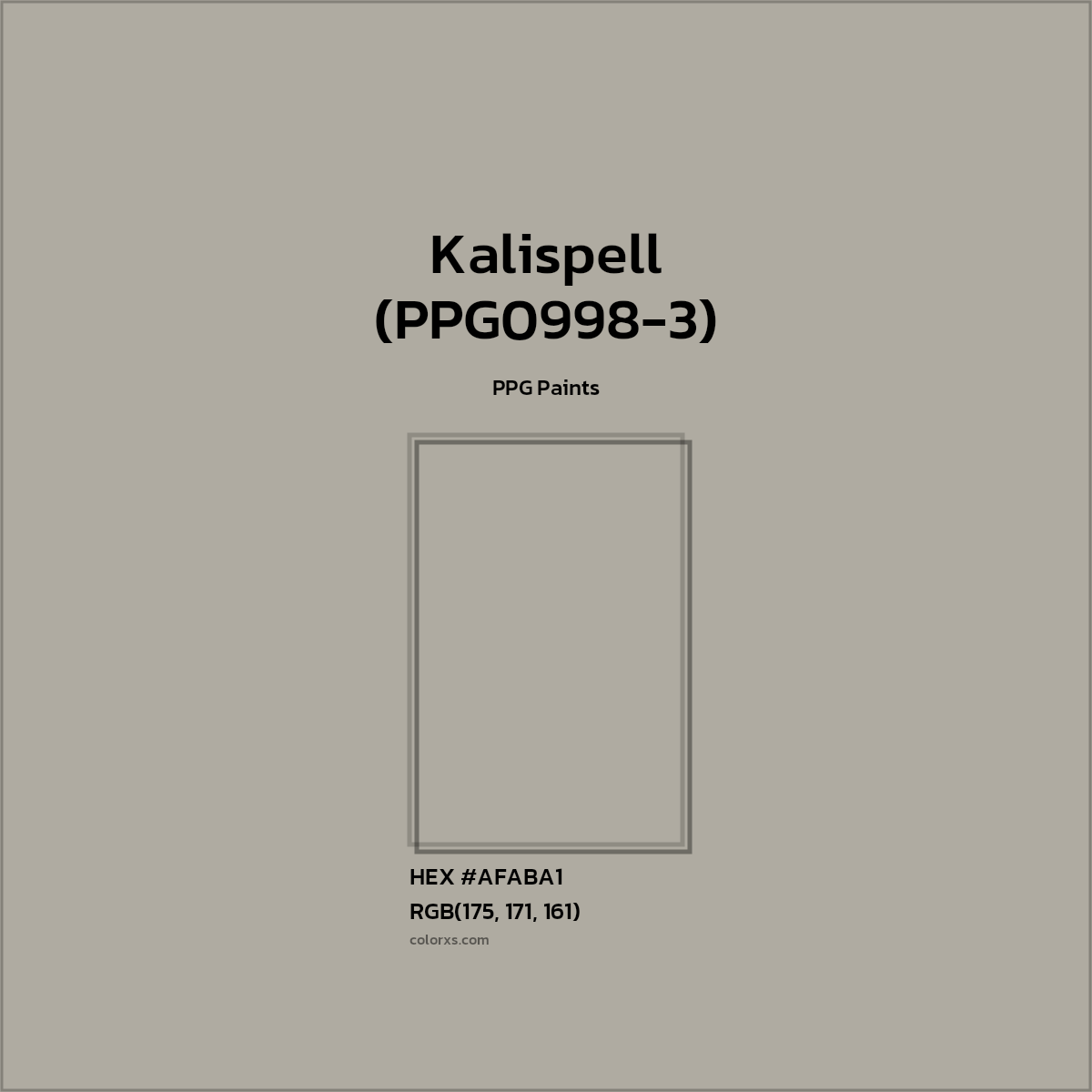 HEX #AFABA1 Kalispell (PPG0998-3) Paint PPG Paints - Color Code