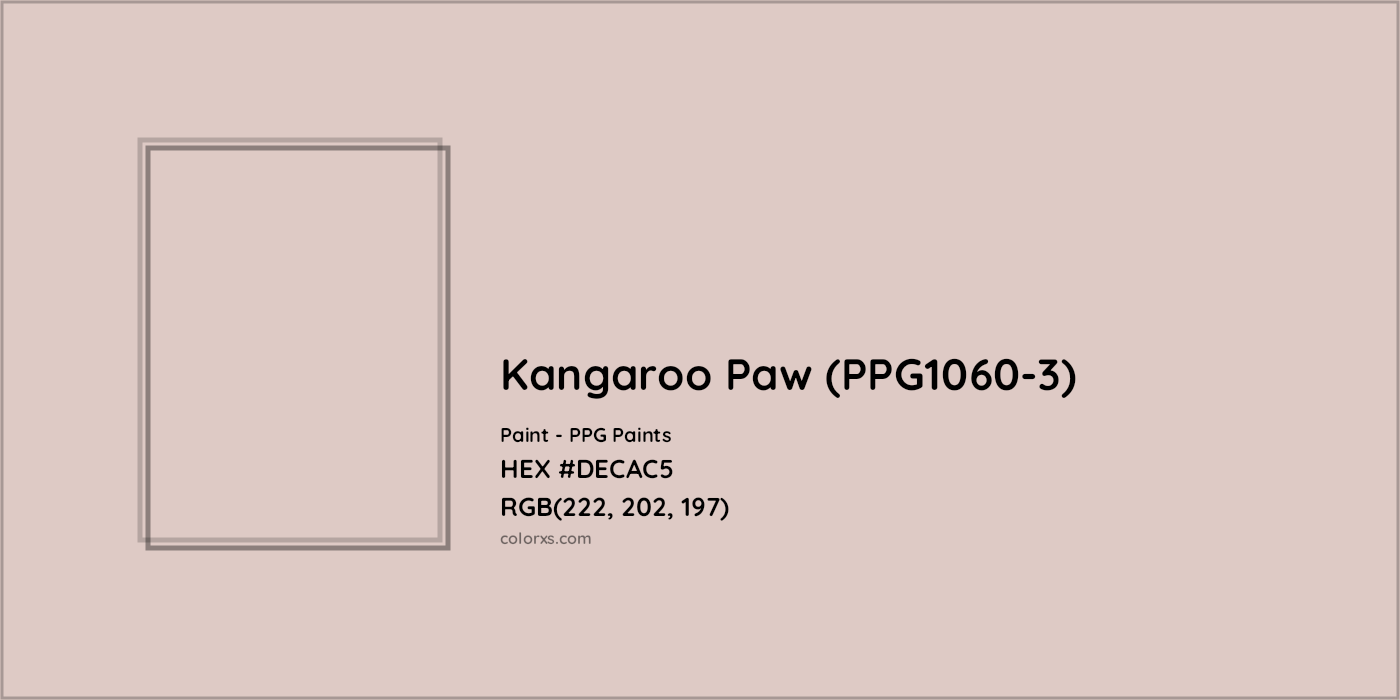 HEX #DECAC5 Kangaroo Paw (PPG1060-3) Paint PPG Paints - Color Code