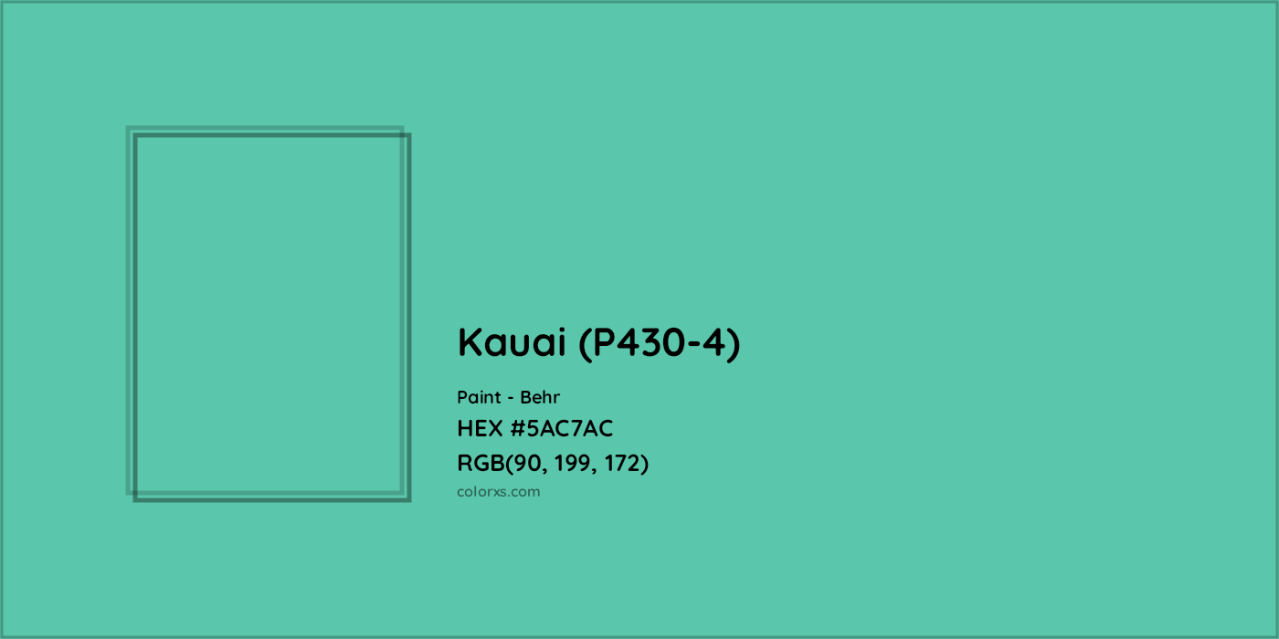 HEX #5AC7AC Kauai (P430-4) Paint Behr - Color Code