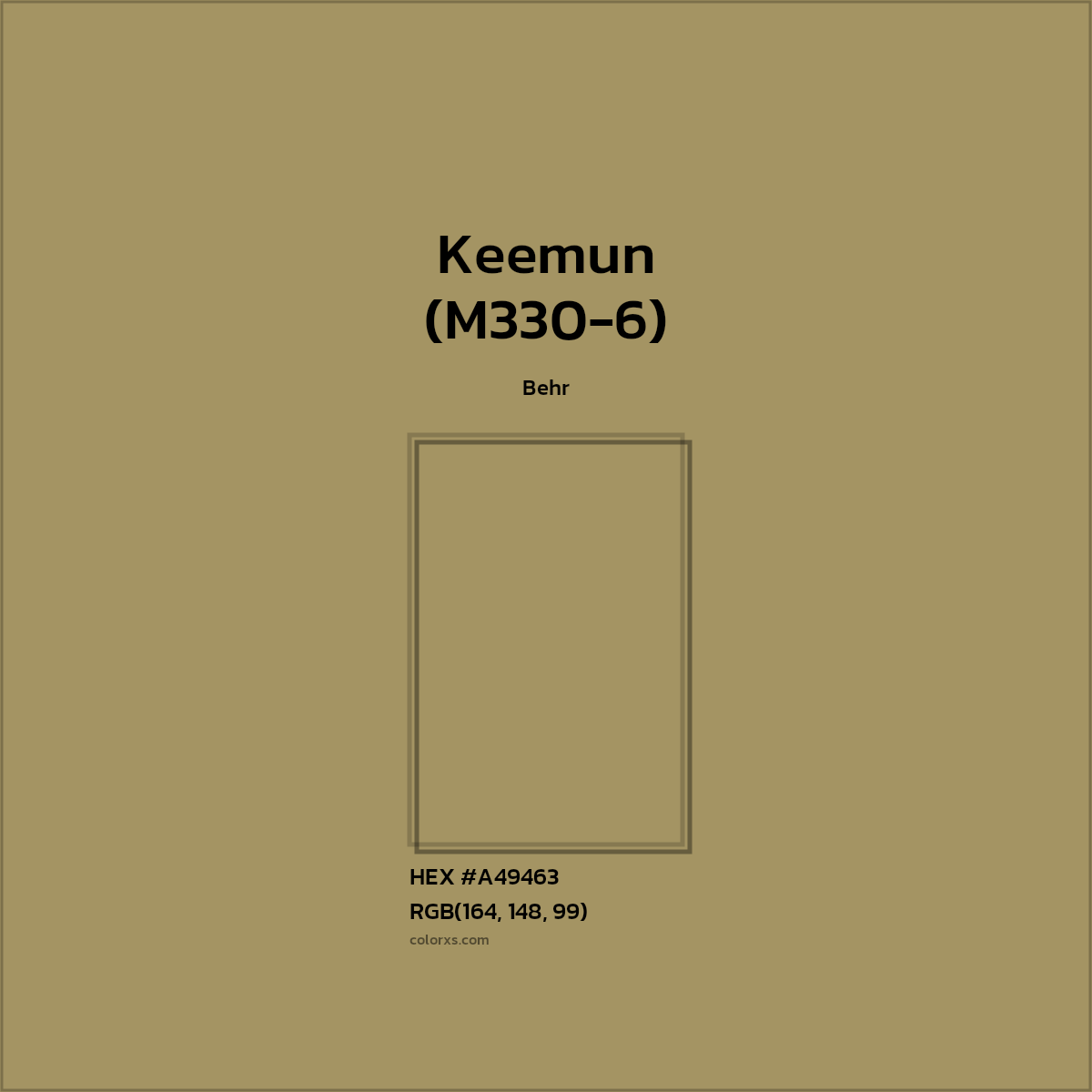 HEX #A49463 Keemun (M330-6) Paint Behr - Color Code