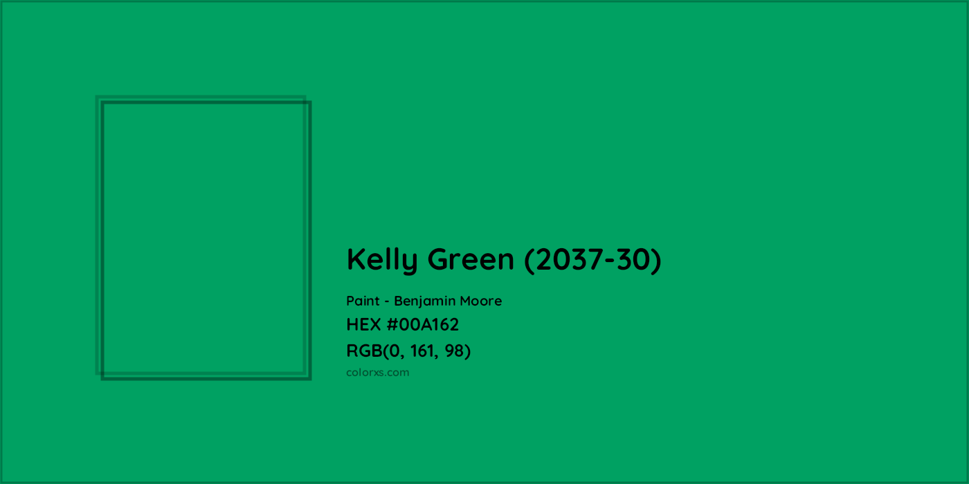 HEX #00A162 Kelly Green (2037-30) Paint Benjamin Moore - Color Code