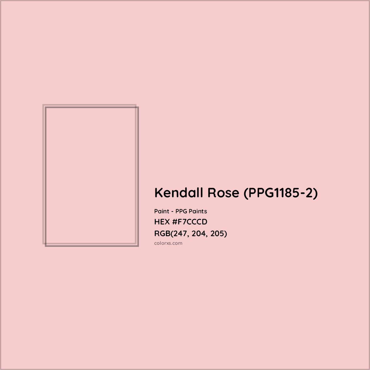 HEX #F7CCCD Kendall Rose (PPG1185-2) Paint PPG Paints - Color Code