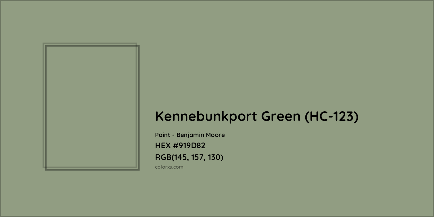 HEX #919D82 Kennebunkport Green (HC-123) Paint Benjamin Moore - Color Code