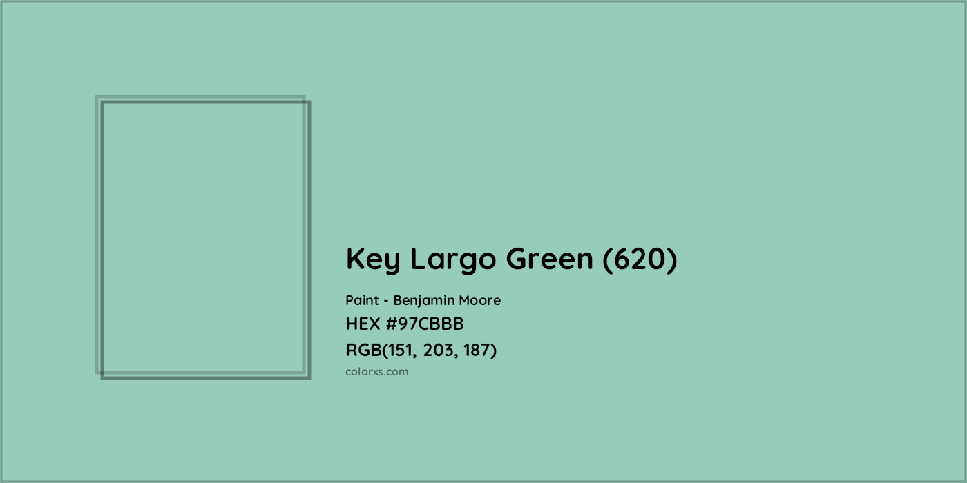 HEX #97CBBB Key Largo Green (620) Paint Benjamin Moore - Color Code