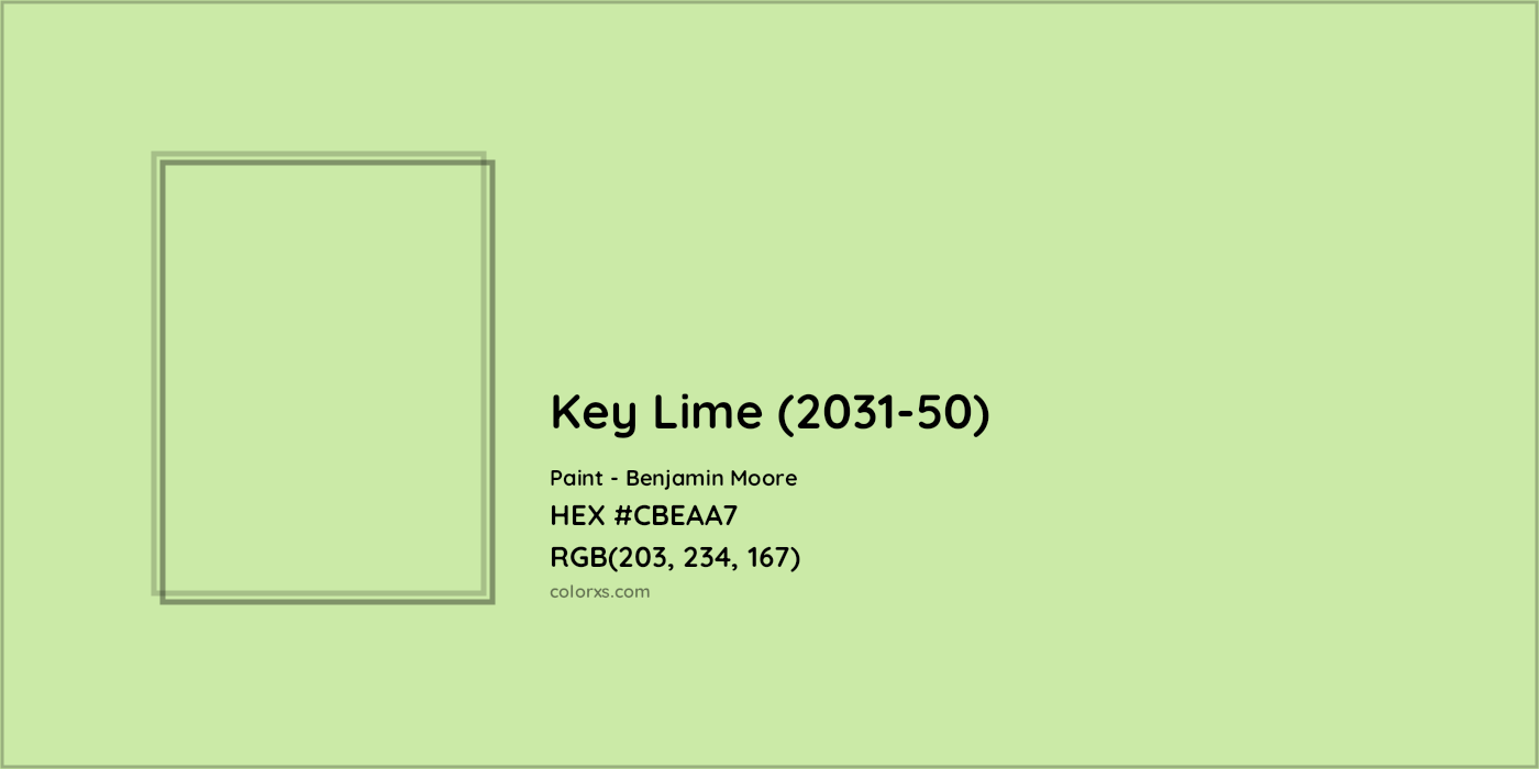 HEX #CBEAA7 Key Lime (2031-50) Paint Benjamin Moore - Color Code