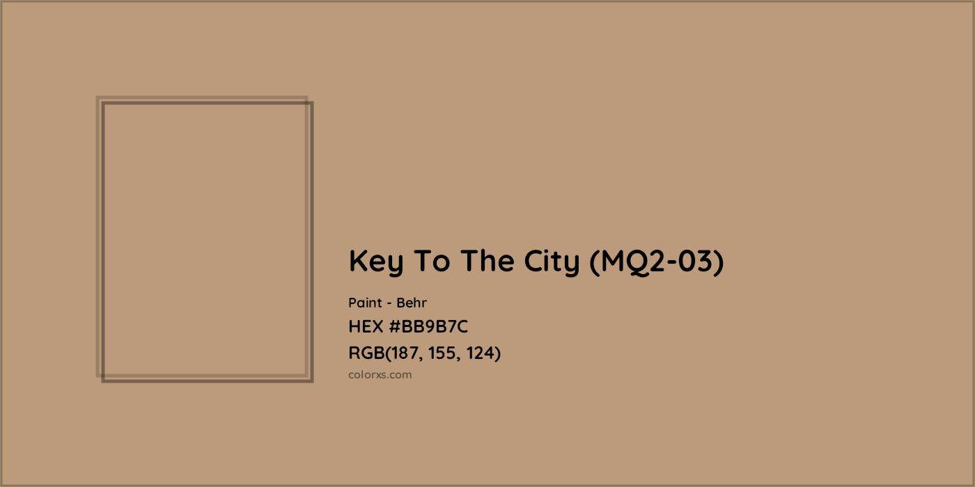 HEX #BB9B7C Key To The City (MQ2-03) Paint Behr - Color Code