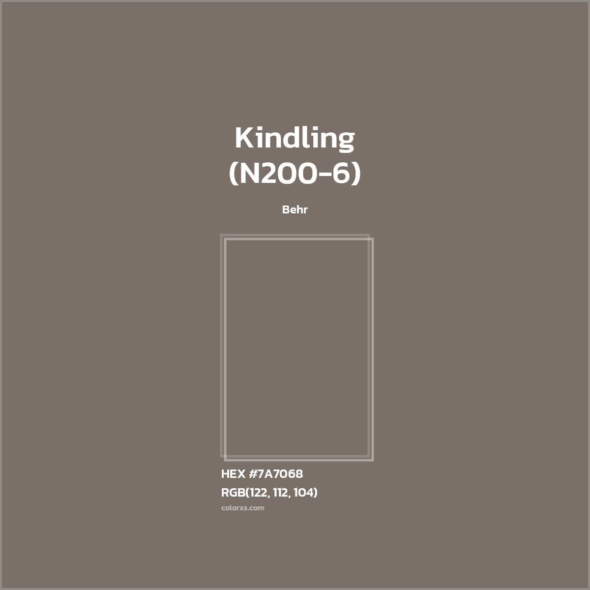 HEX #7A7068 Kindling (N200-6) Paint Behr - Color Code