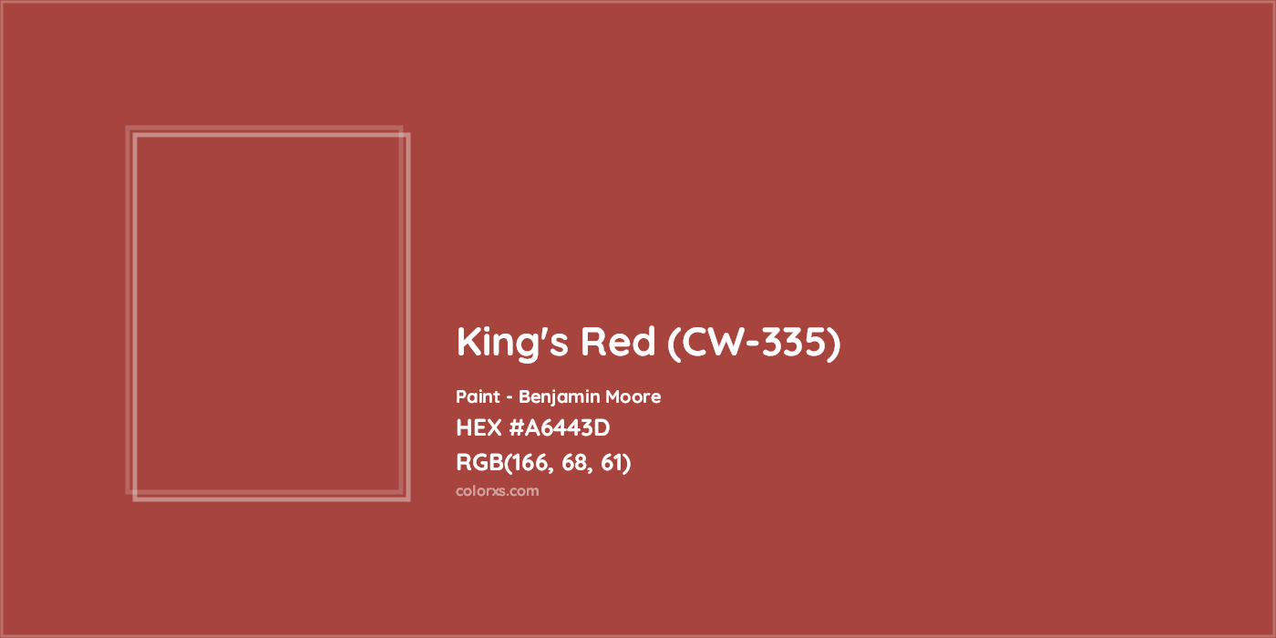 HEX #A6443D King's Red (CW-335) Paint Benjamin Moore - Color Code
