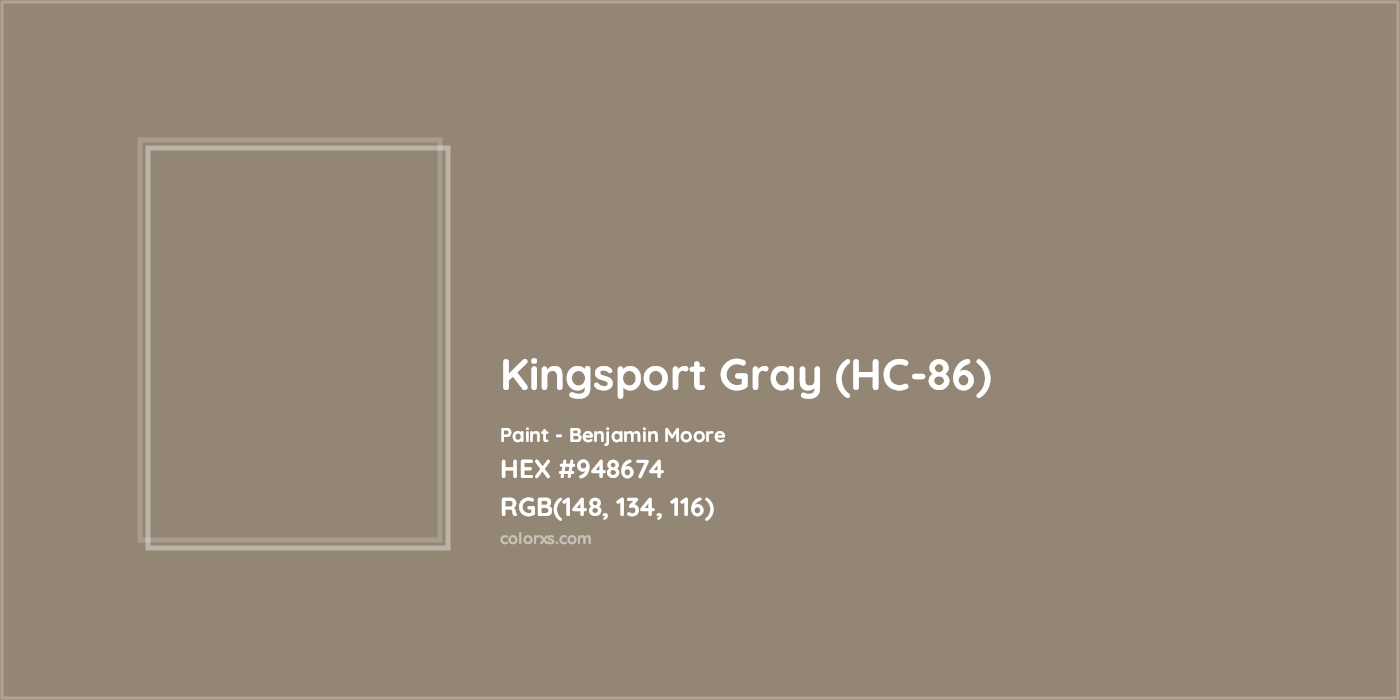 HEX #948674 Kingsport Gray (HC-86) Paint Benjamin Moore - Color Code
