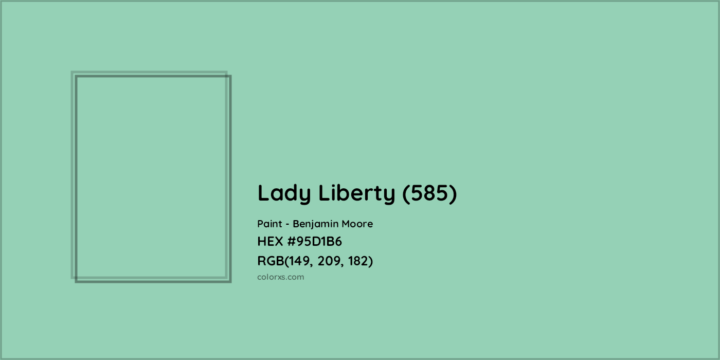 HEX #95D1B6 Lady Liberty (585) Paint Benjamin Moore - Color Code