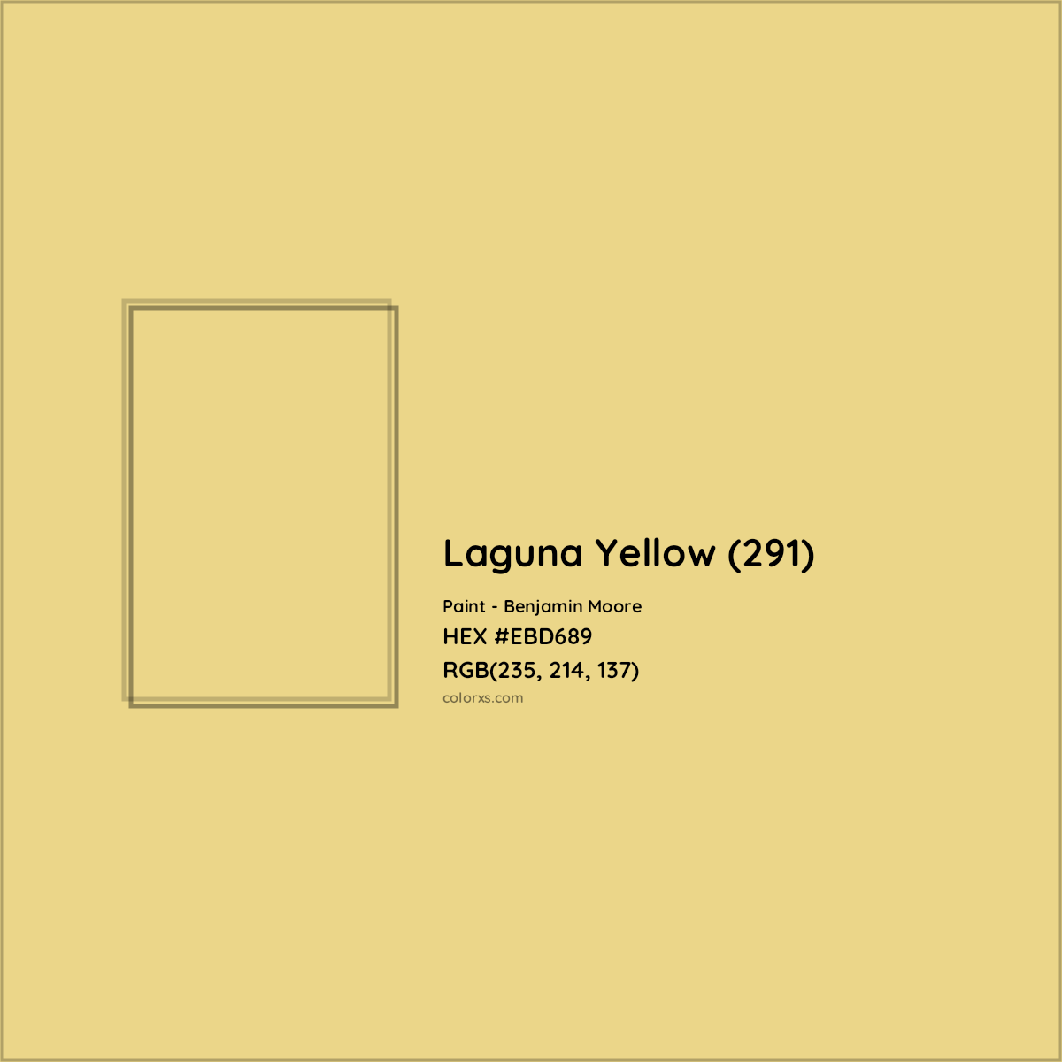 HEX #EBD689 Laguna Yellow (291) Paint Benjamin Moore - Color Code