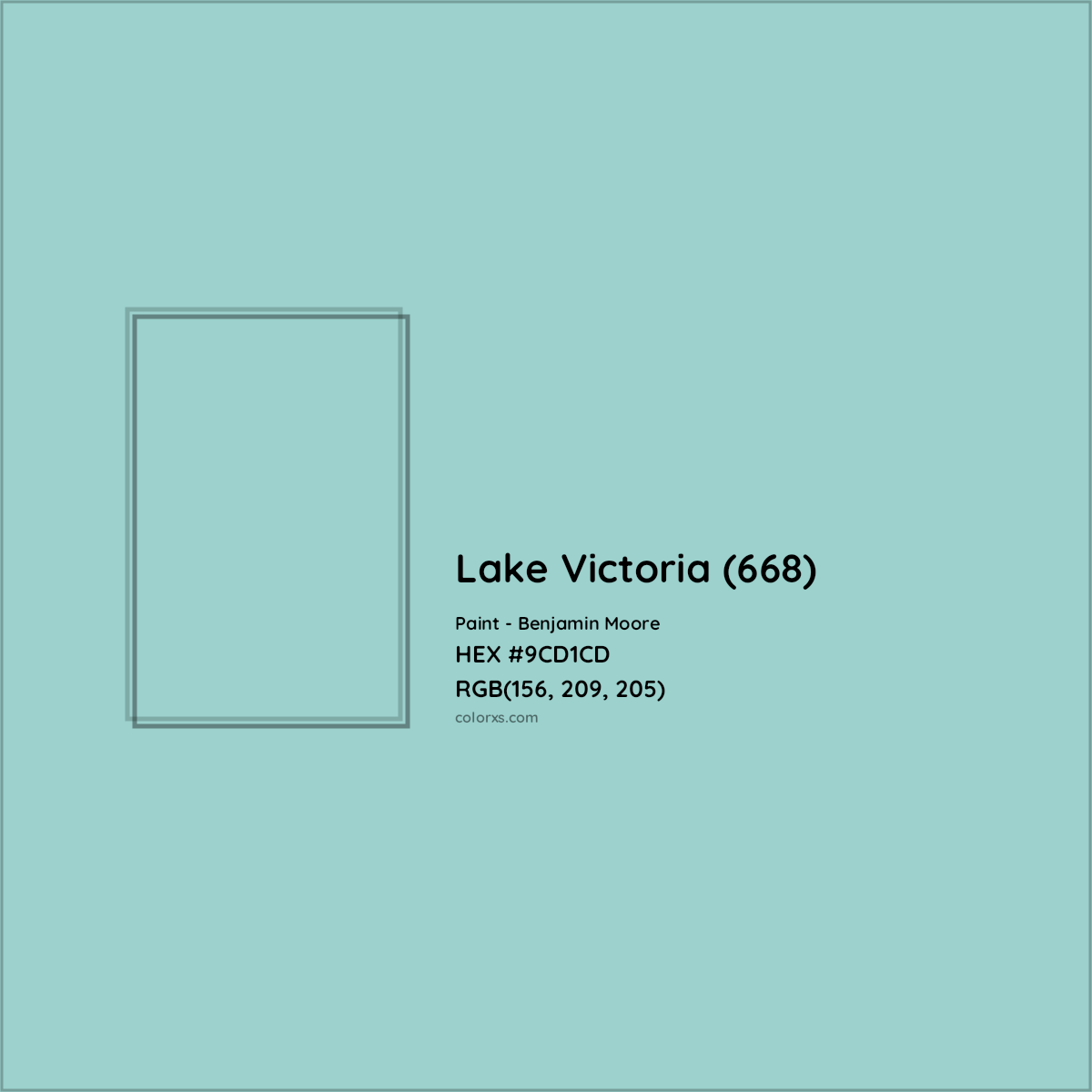 HEX #9CD1CD Lake Victoria (668) Paint Benjamin Moore - Color Code