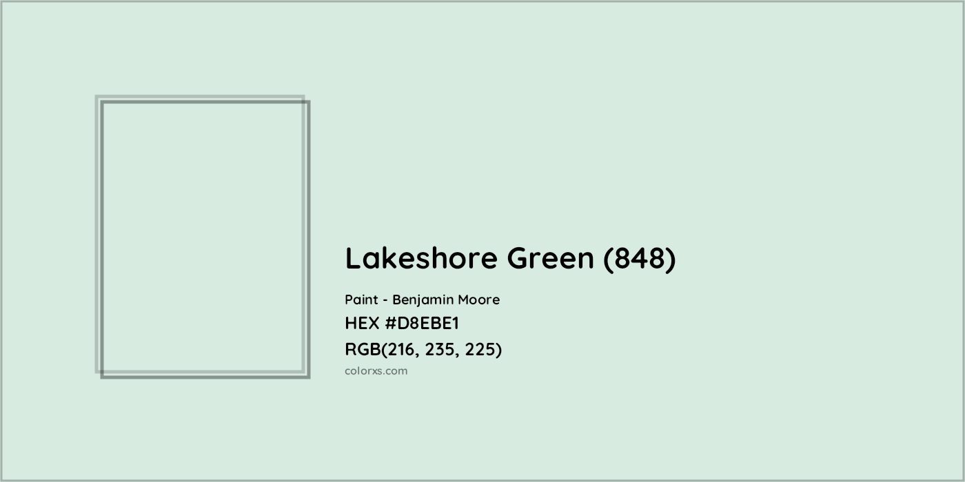 HEX #D8EBE1 Lakeshore Green (848) Paint Benjamin Moore - Color Code