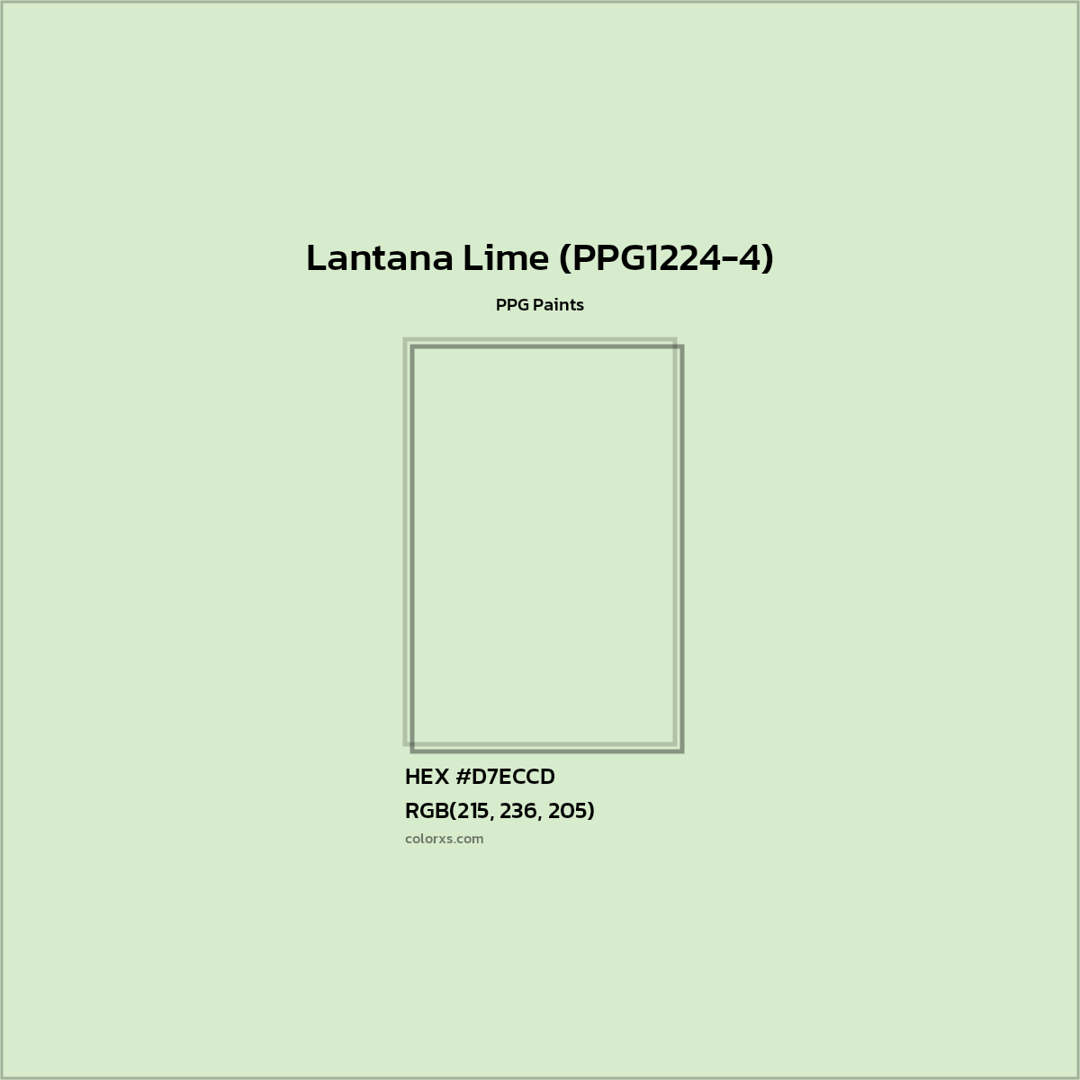 HEX #D7ECCD Lantana Lime (PPG1224-4) Paint PPG Paints - Color Code