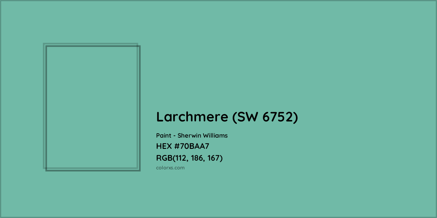 HEX #70BAA7 Larchmere (SW 6752) Paint Sherwin Williams - Color Code