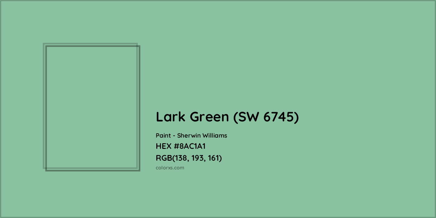 HEX #8AC1A1 Lark Green (SW 6745) Paint Sherwin Williams - Color Code