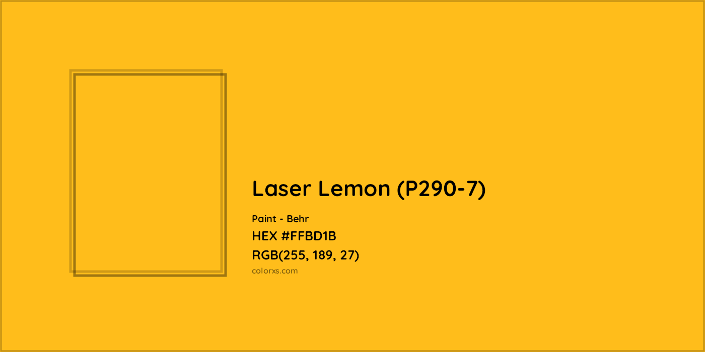 HEX #FFBD1B Laser Lemon (P290-7) Paint Behr - Color Code