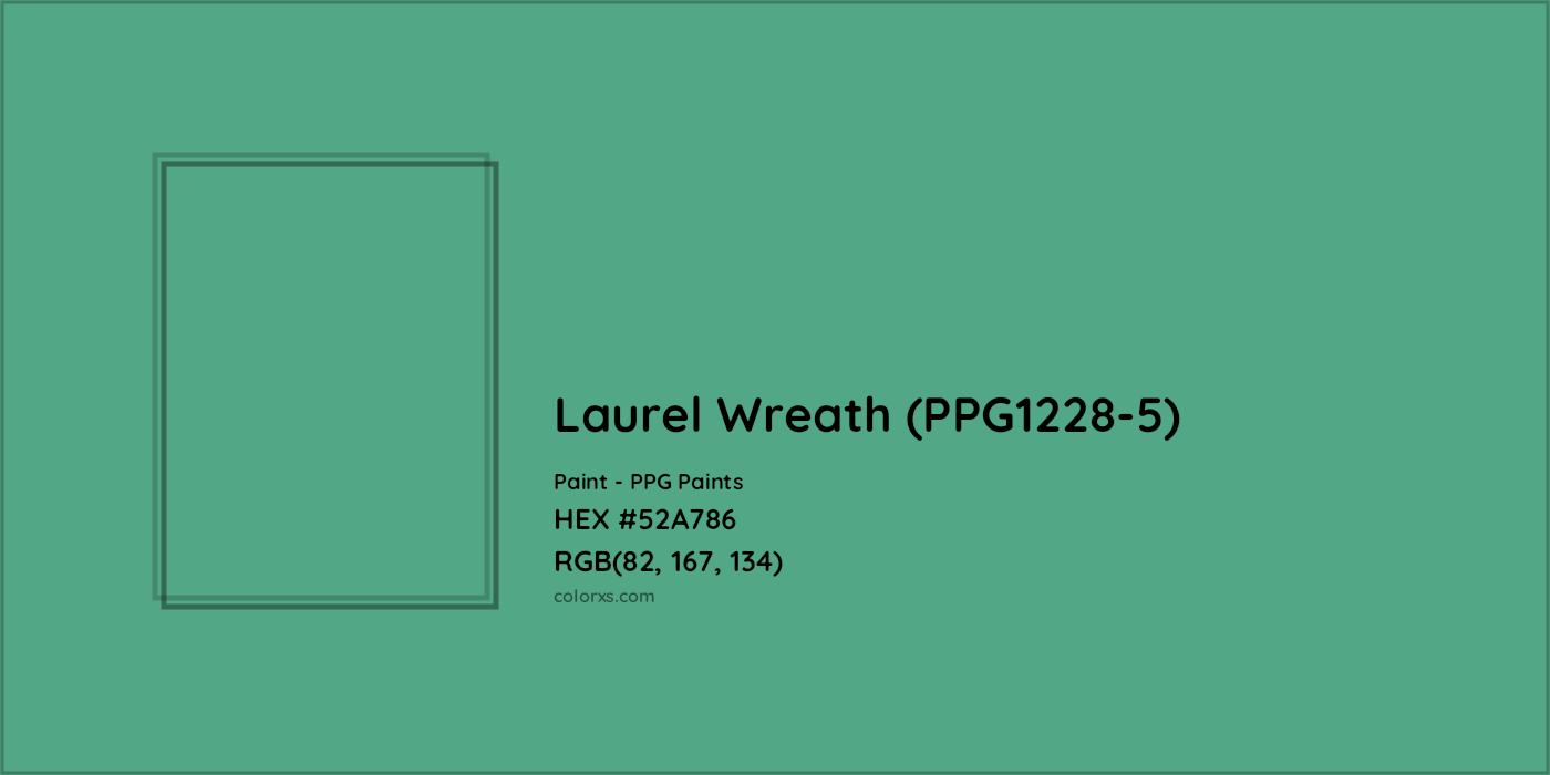 HEX #52A786 Laurel Wreath (PPG1228-5) Paint PPG Paints - Color Code