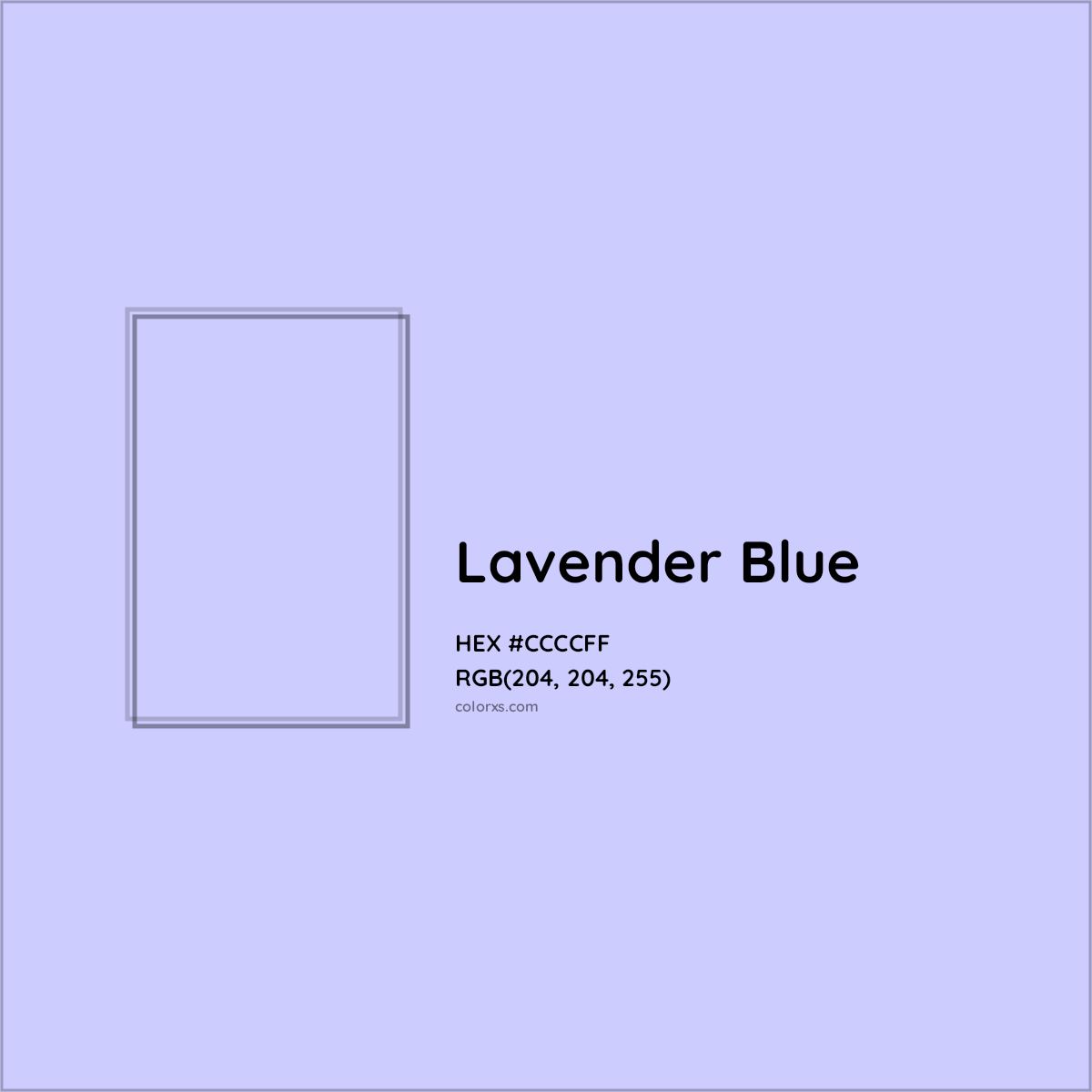 HEX #CCCCFF Lavender Blue Color - Color Code