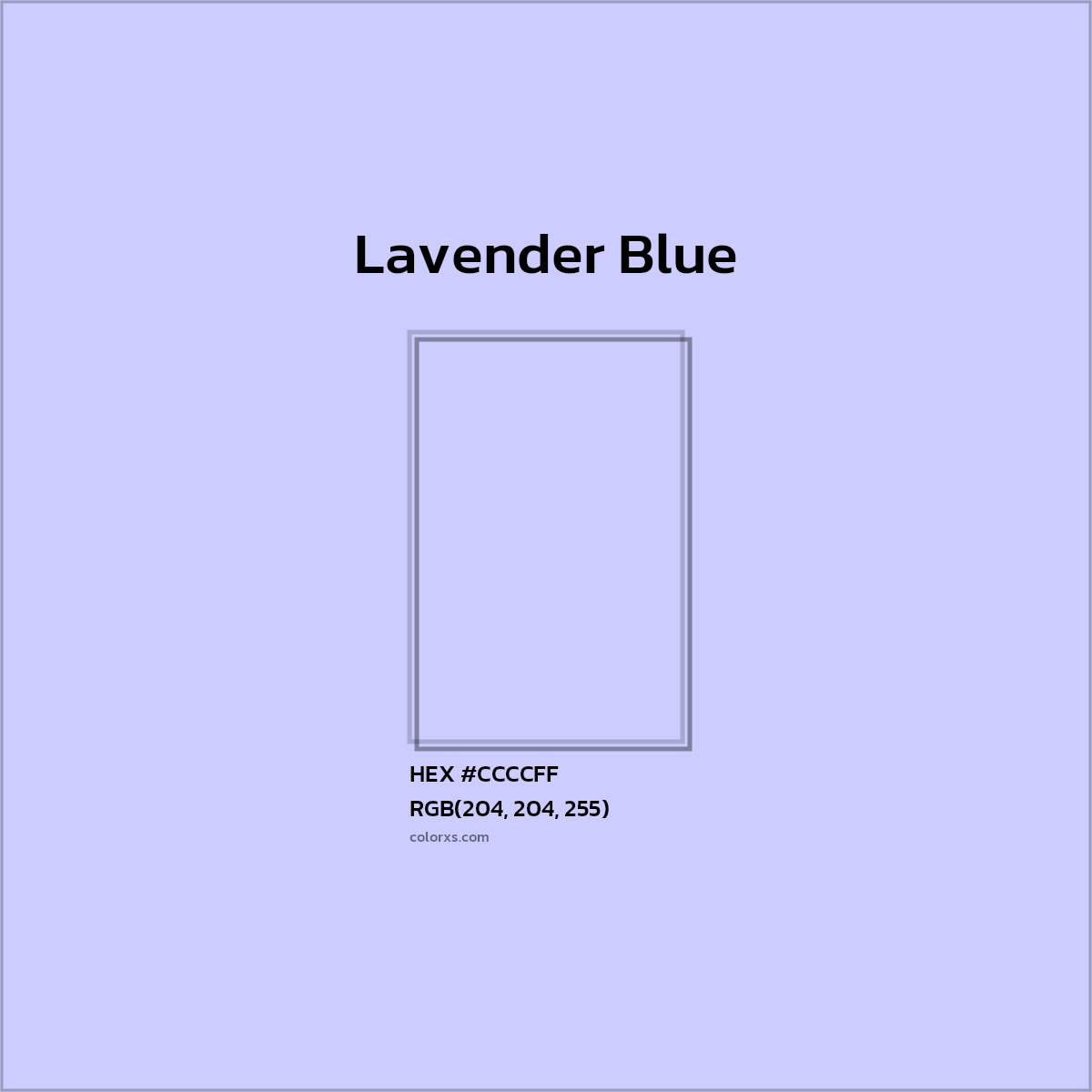 HEX #CCCCFF Lavender Blue Color - Color Code