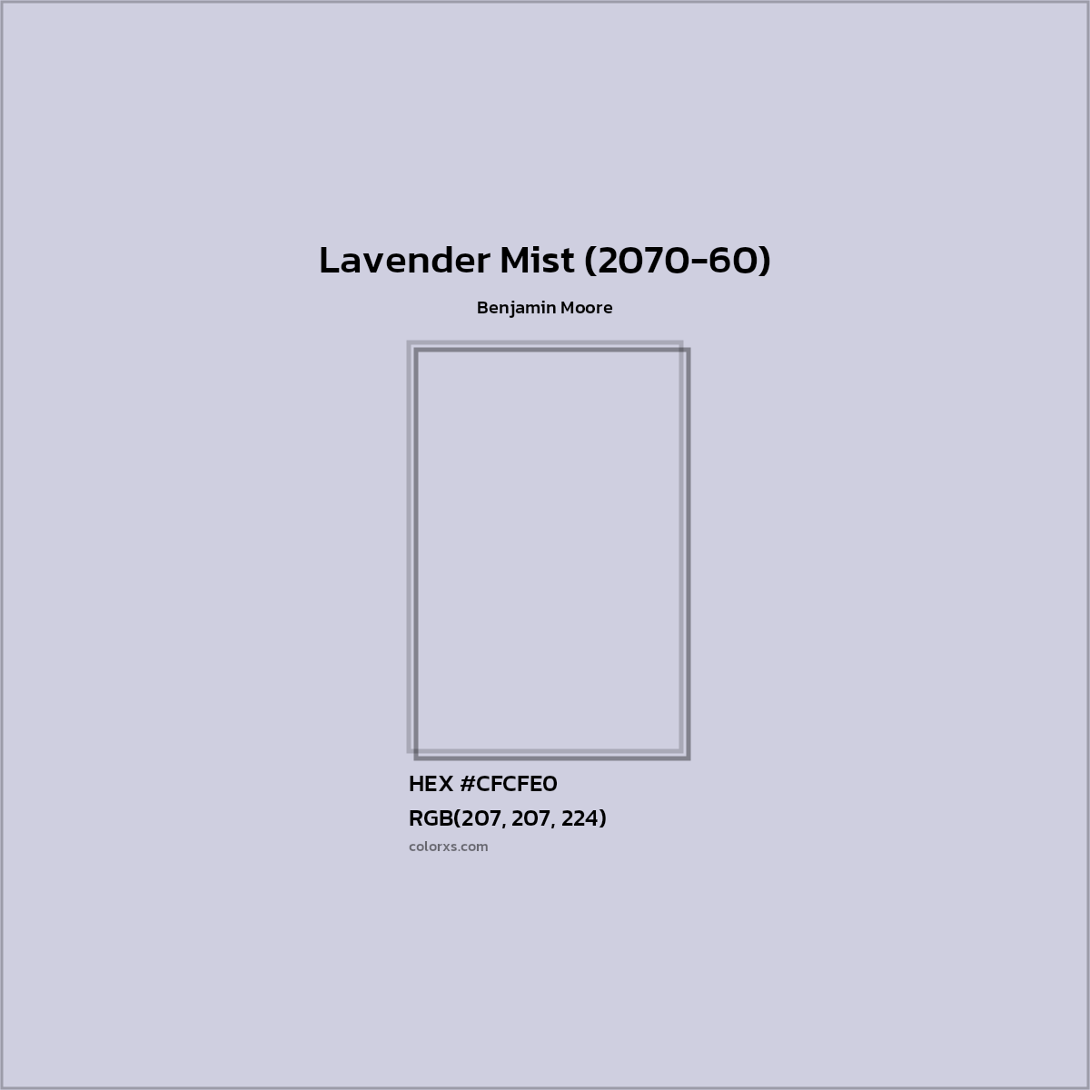 HEX #CFCFE0 Lavender Mist (2070-60) Paint Benjamin Moore - Color Code