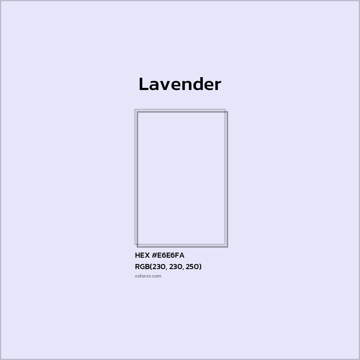 HEX #E6E6FA Lavender Color - Color Code