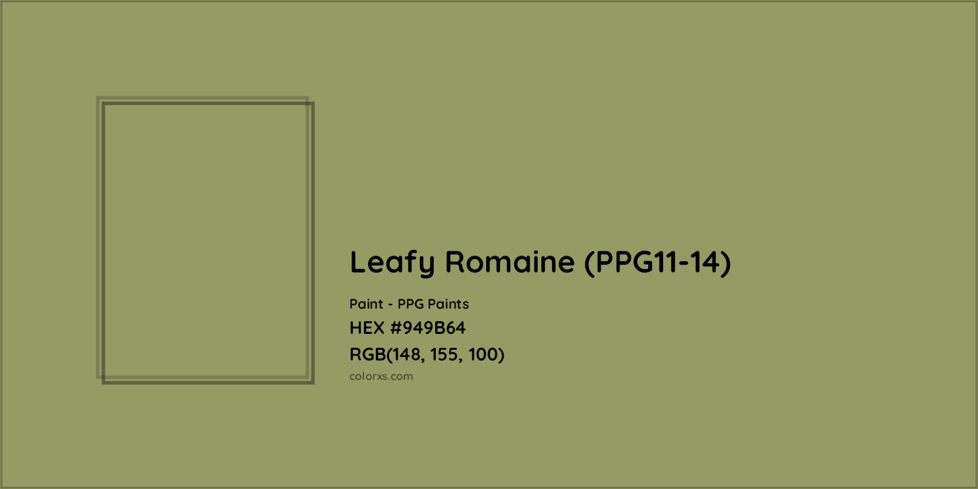 HEX #949B64 Leafy Romaine (PPG11-14) Paint PPG Paints - Color Code