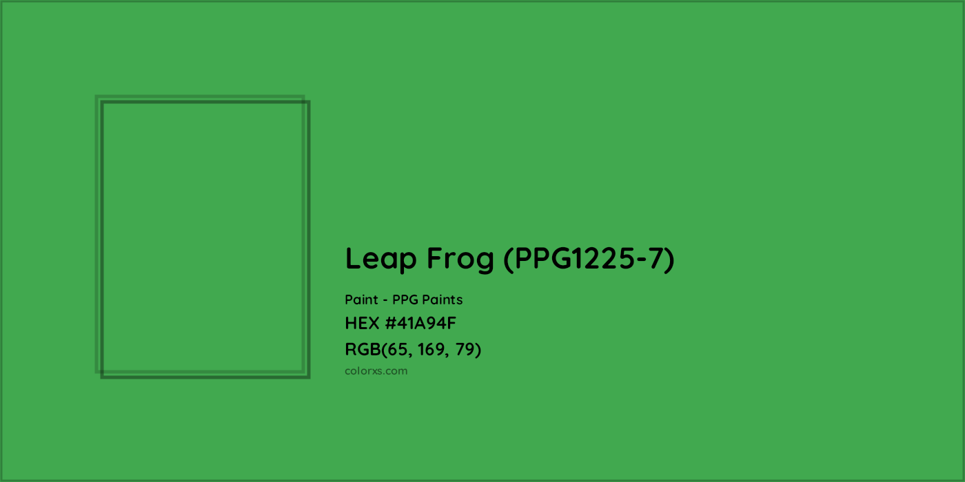 HEX #41A94F Leap Frog (PPG1225-7) Paint PPG Paints - Color Code