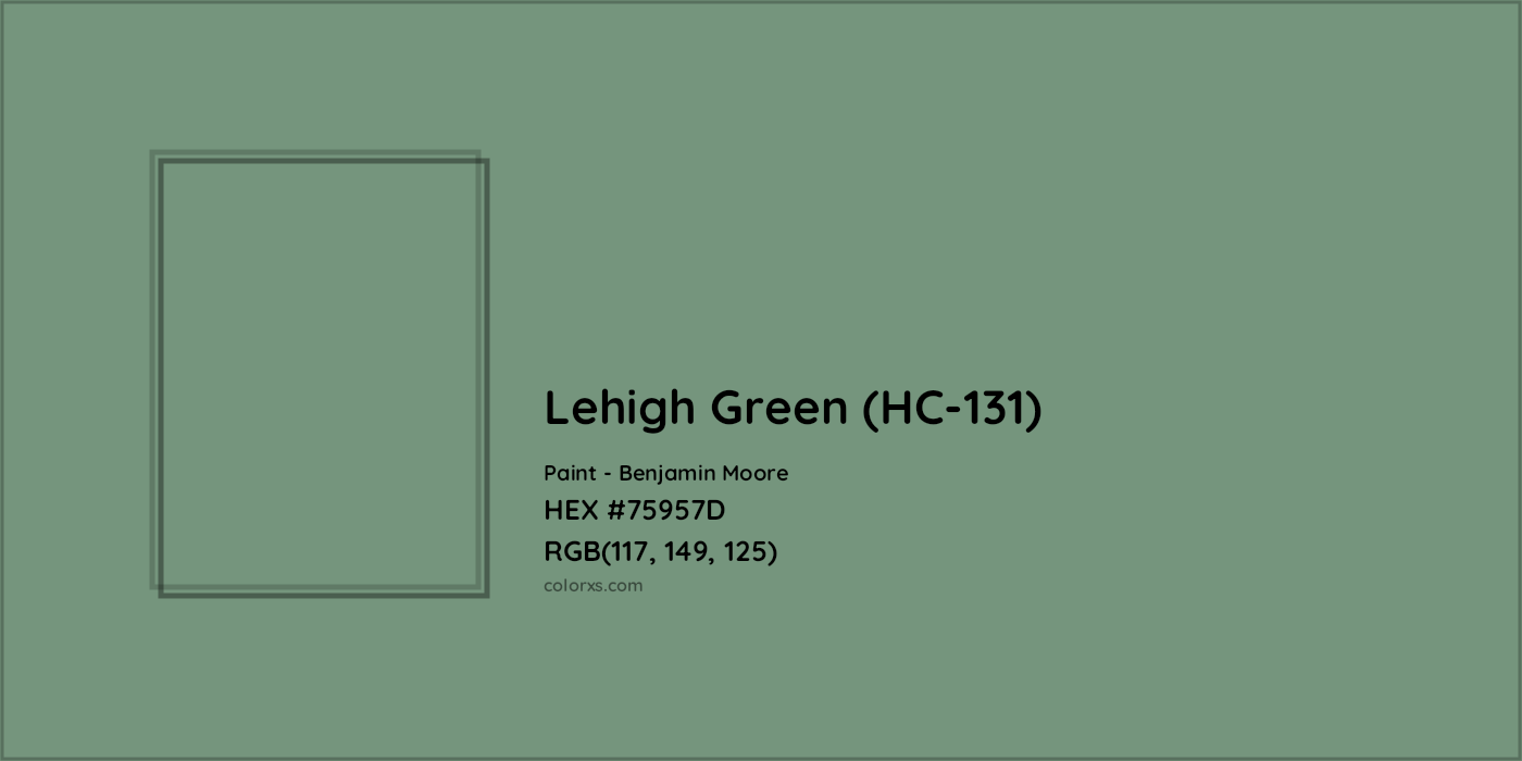 HEX #75957D Lehigh Green (HC-131) Paint Benjamin Moore - Color Code