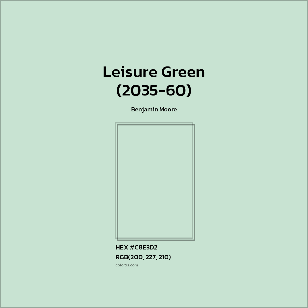 HEX #C8E3D2 Leisure Green (2035-60) Paint Benjamin Moore - Color Code