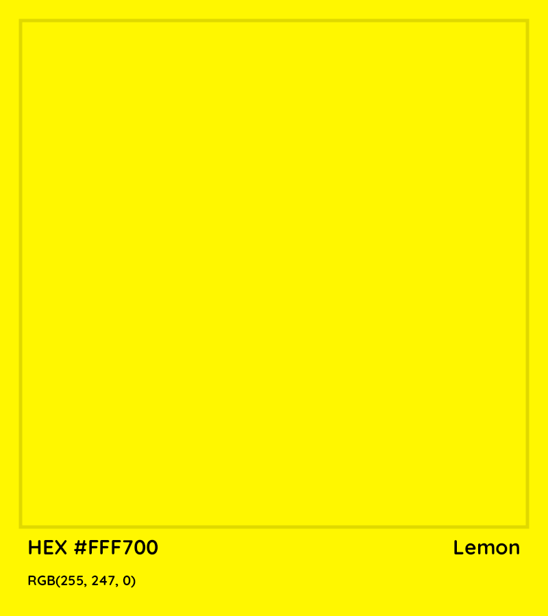 HEX #FFF700 Lemon Color - Color Code