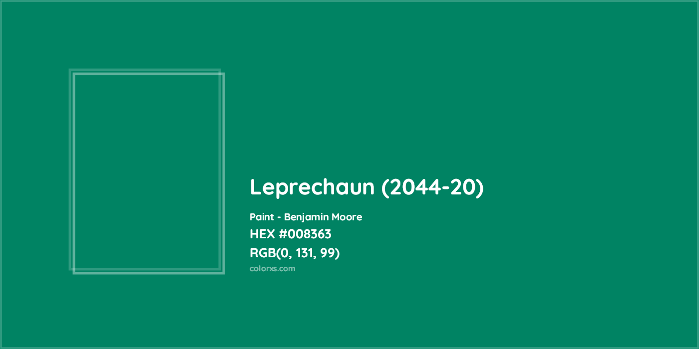 HEX #008363 Leprechaun (2044-20) Paint Benjamin Moore - Color Code
