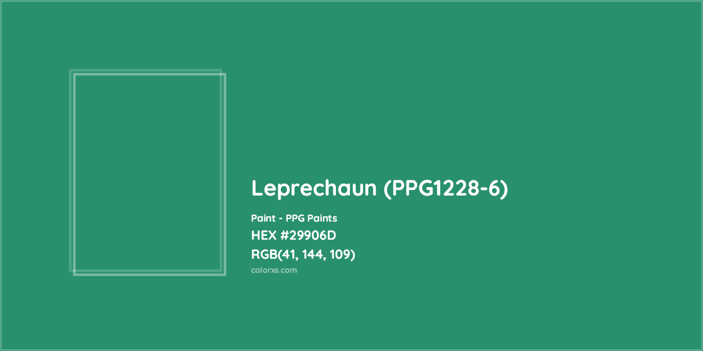 HEX #29906D Leprechaun (PPG1228-6) Paint PPG Paints - Color Code