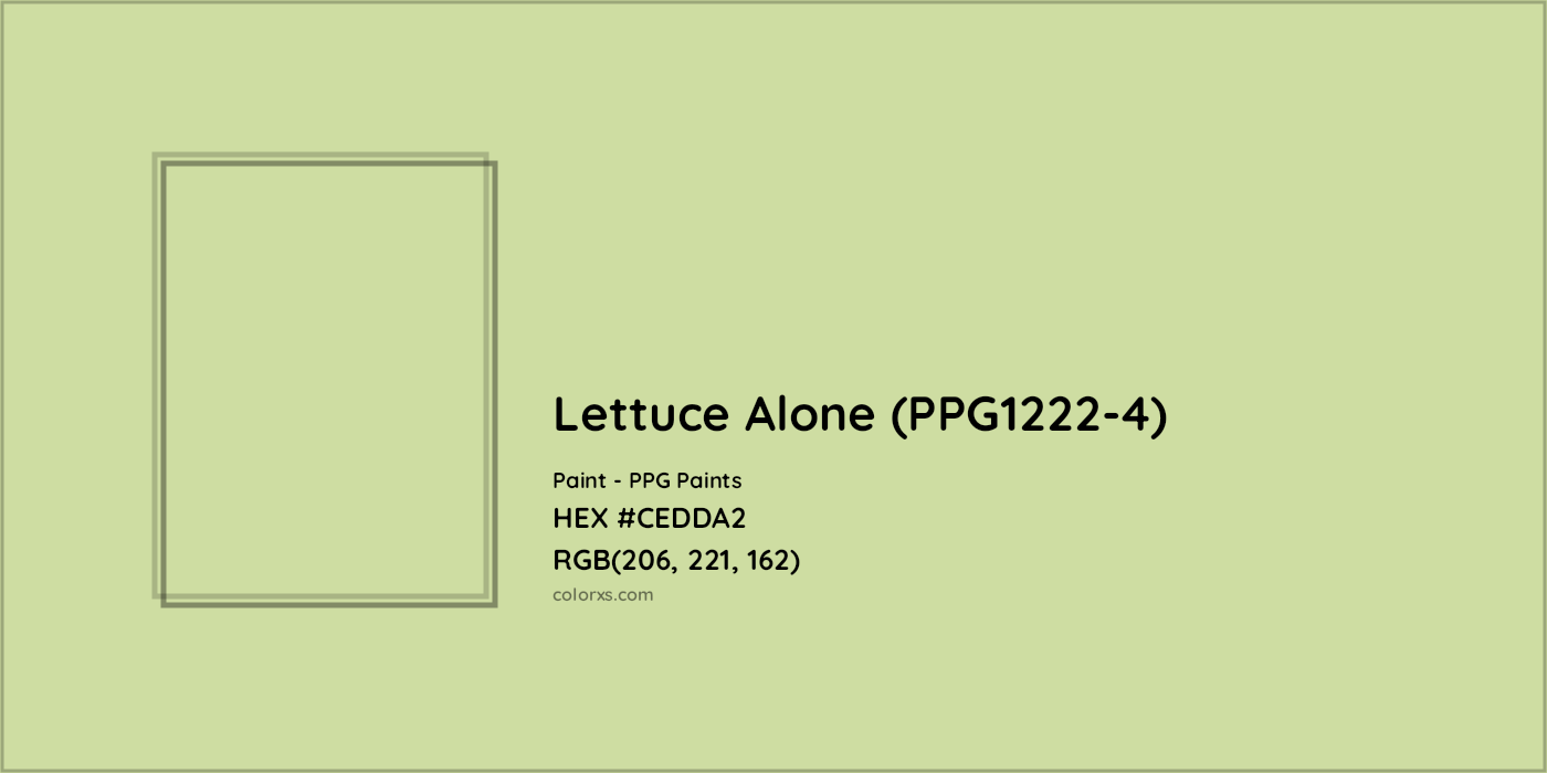 HEX #CEDDA2 Lettuce Alone (PPG1222-4) Paint PPG Paints - Color Code