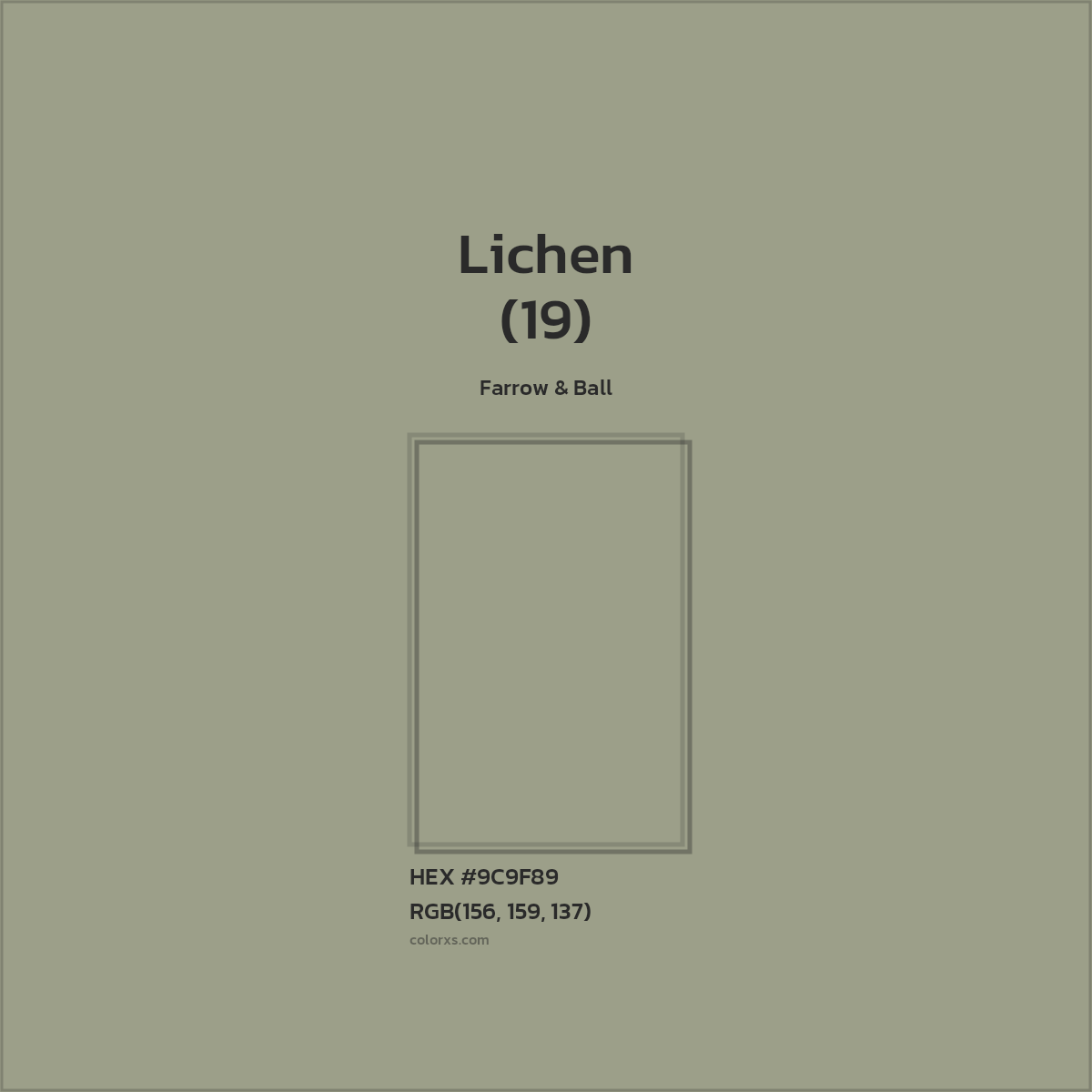HEX #9C9F89 Lichen (19) Paint Farrow & Ball - Color Code