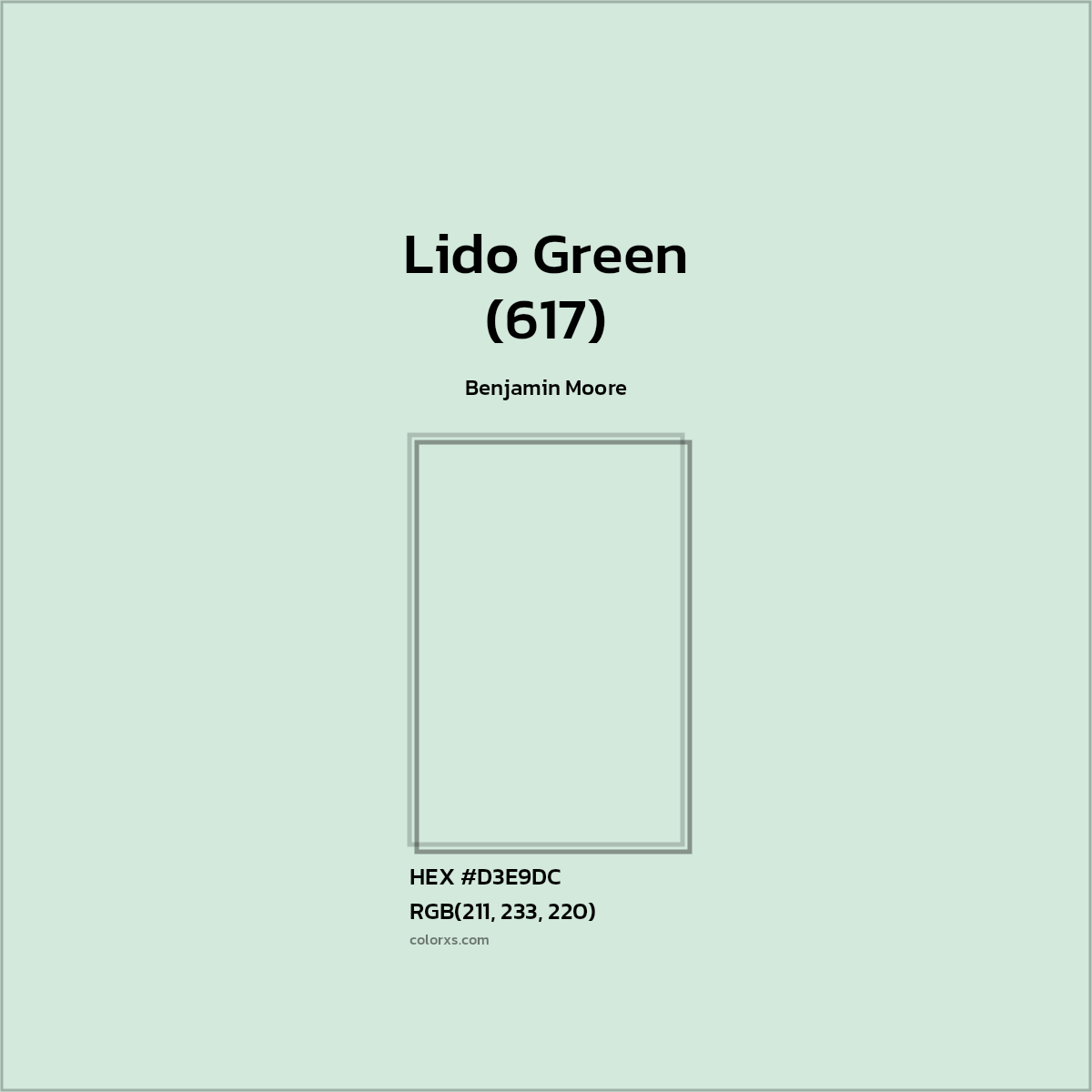 HEX #D3E9DC Lido Green (617) Paint Benjamin Moore - Color Code