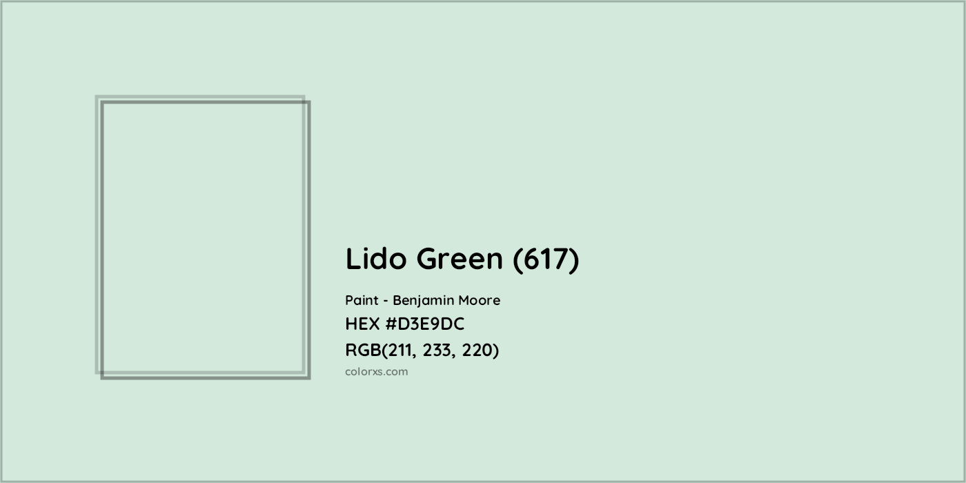 HEX #D3E9DC Lido Green (617) Paint Benjamin Moore - Color Code