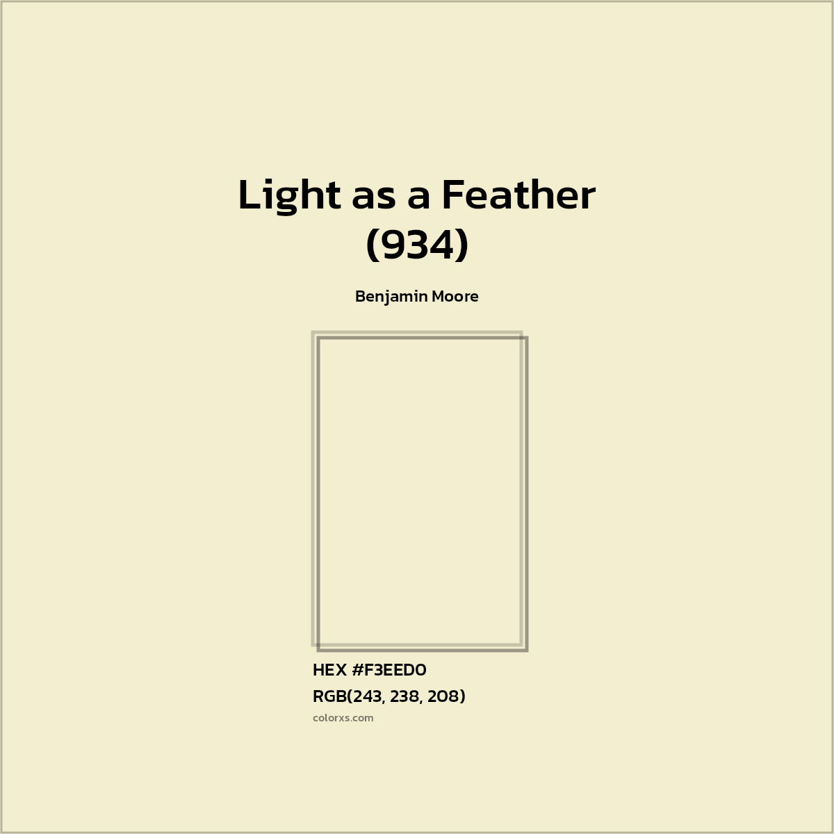 HEX #F3EED0 Light as a Feather (934) Paint Benjamin Moore - Color Code