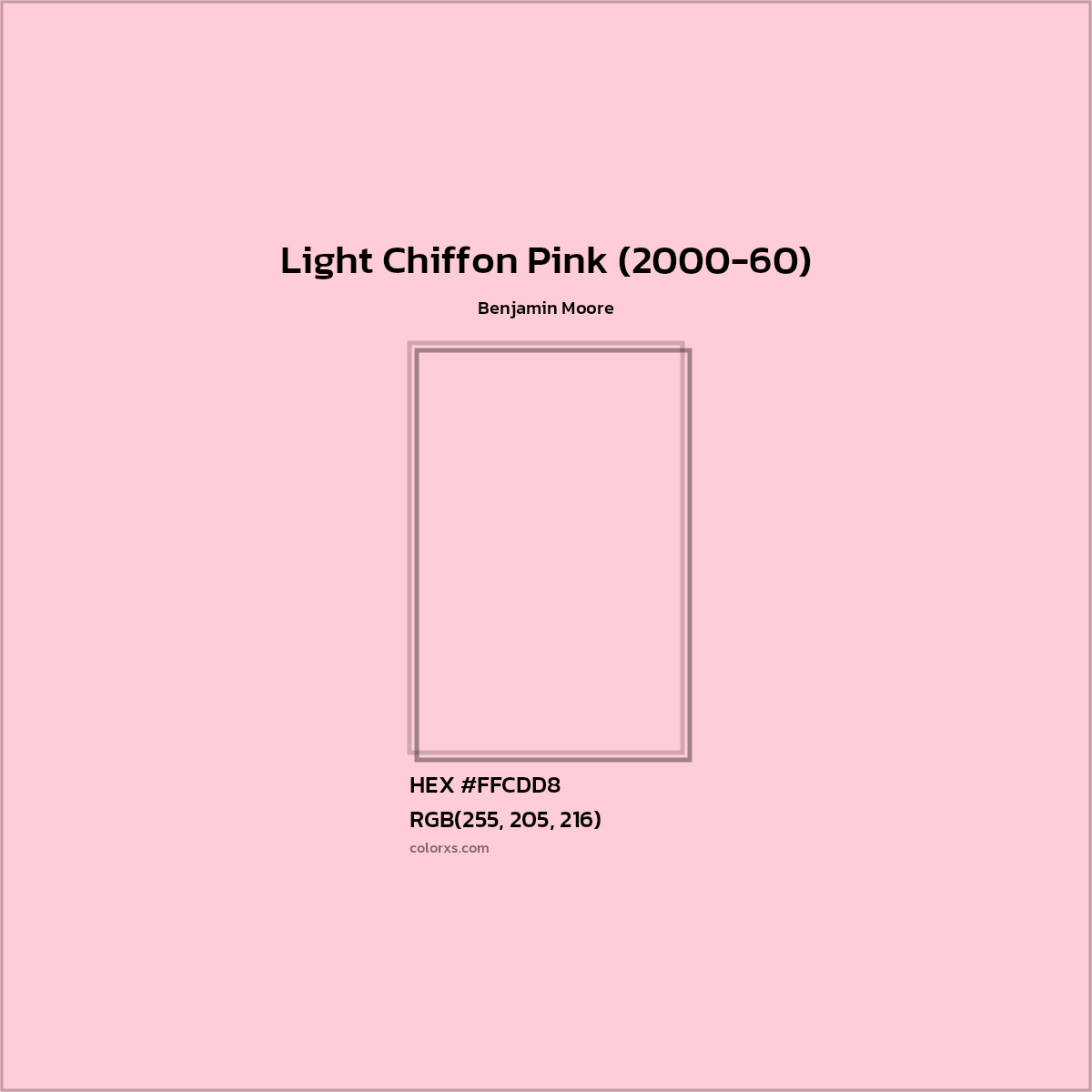 HEX #FFCDD8 Light Chiffon Pink (2000-60) Paint Benjamin Moore - Color Code