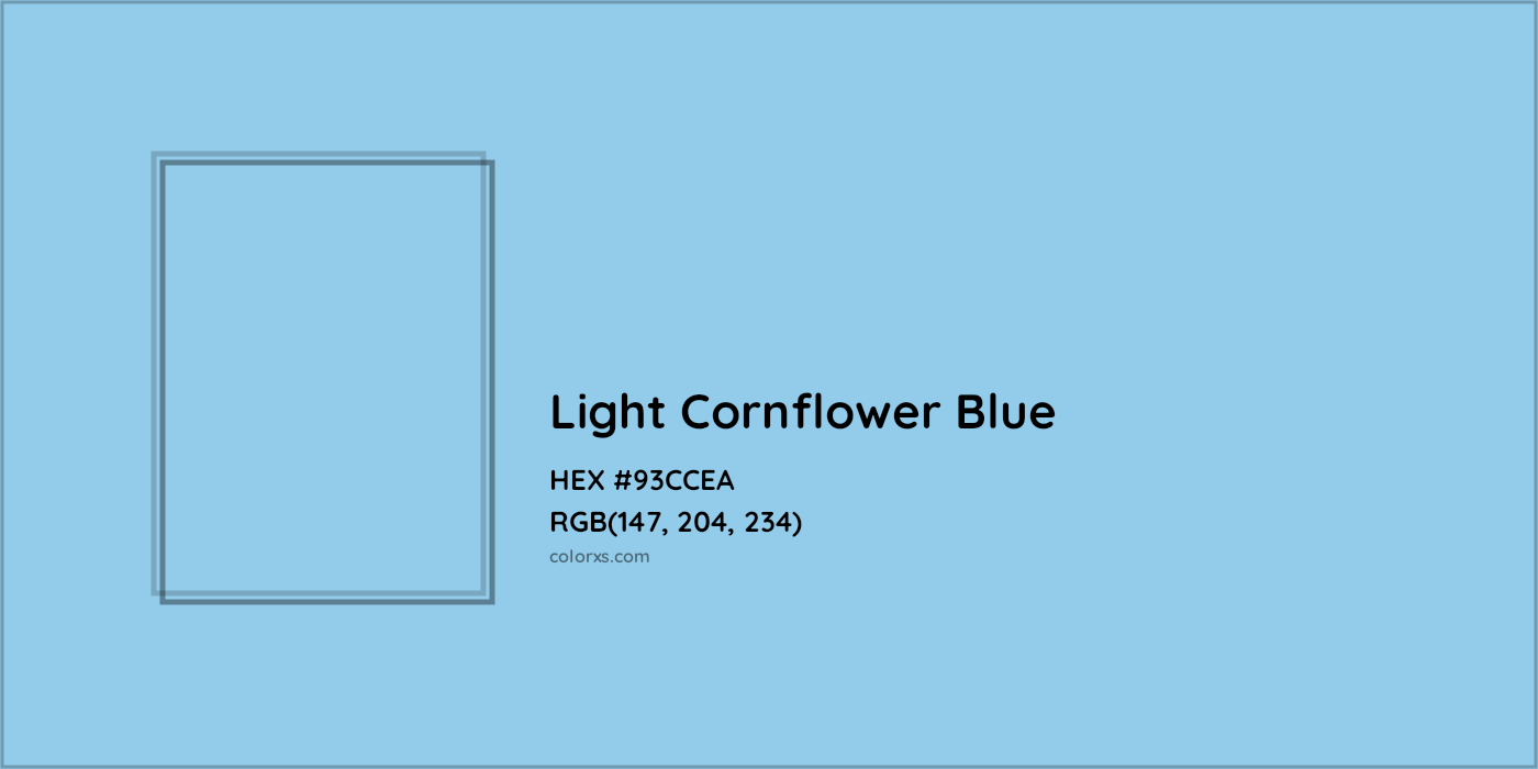 HEX #93CCEA Light cornflower blue Color - Color Code