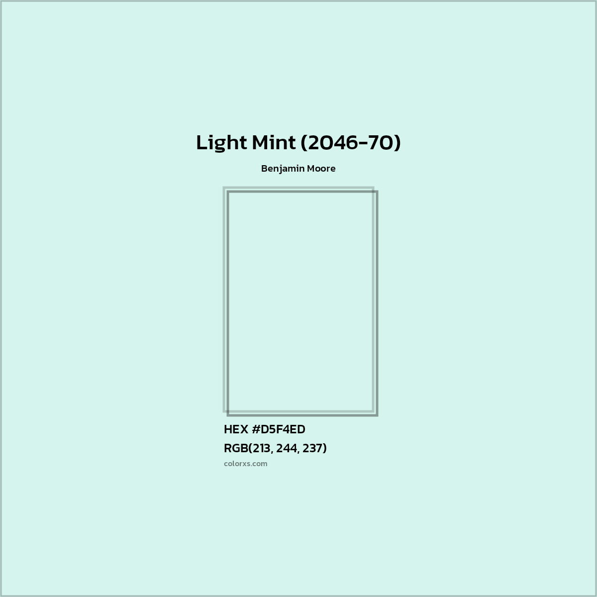 HEX #D5F4ED Light Mint (2046-70) Paint Benjamin Moore - Color Code