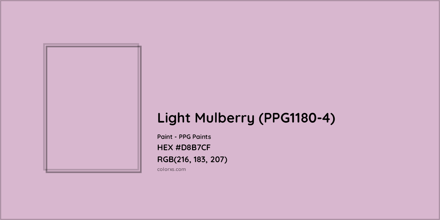 HEX #D8B7CF Light Mulberry (PPG1180-4) Paint PPG Paints - Color Code