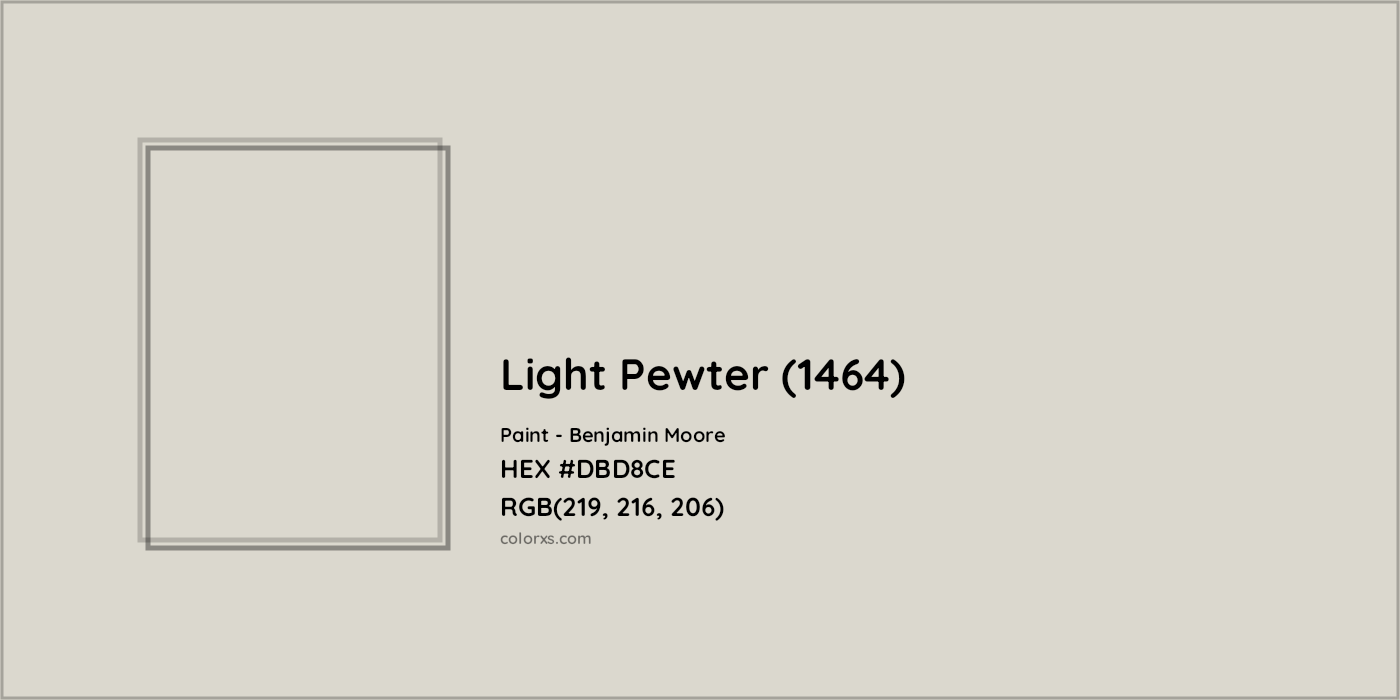 HEX #DBD8CE Light Pewter (1464) Paint Benjamin Moore - Color Code