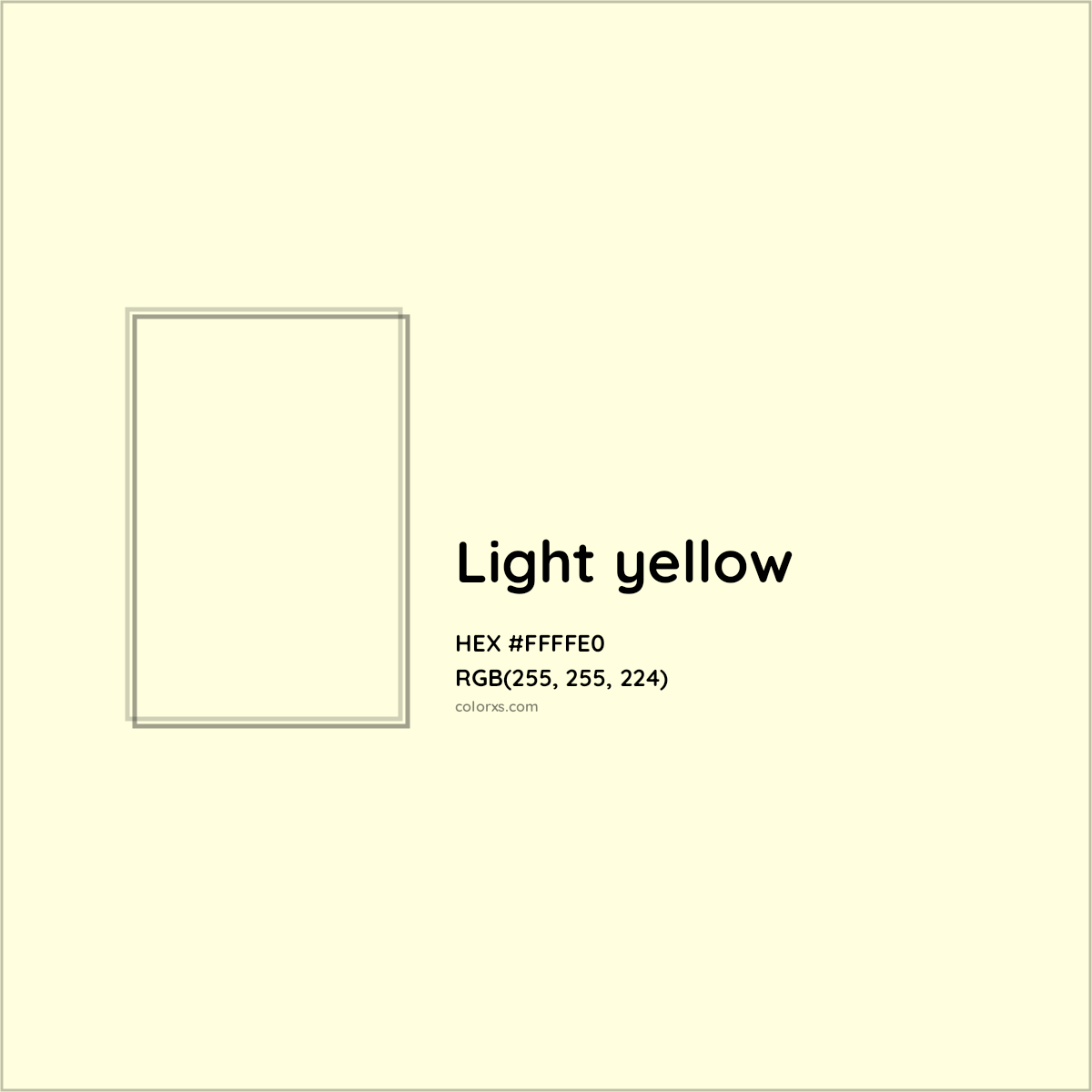 HEX #FFFFE0 Light yellow Color - Color Code