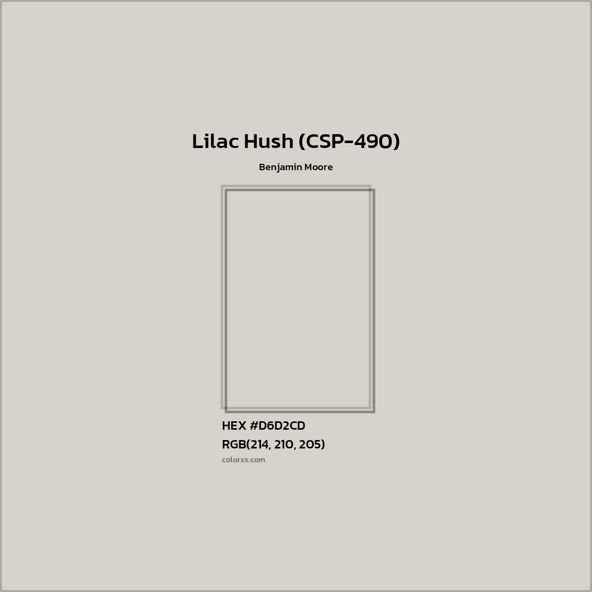 HEX #D6D2CD Lilac Hush (CSP-490) Paint Benjamin Moore - Color Code