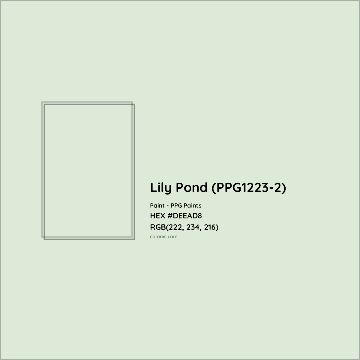 HEX #DEEAD8 Lily Pond (PPG1223-2) Paint PPG Paints - Color Code