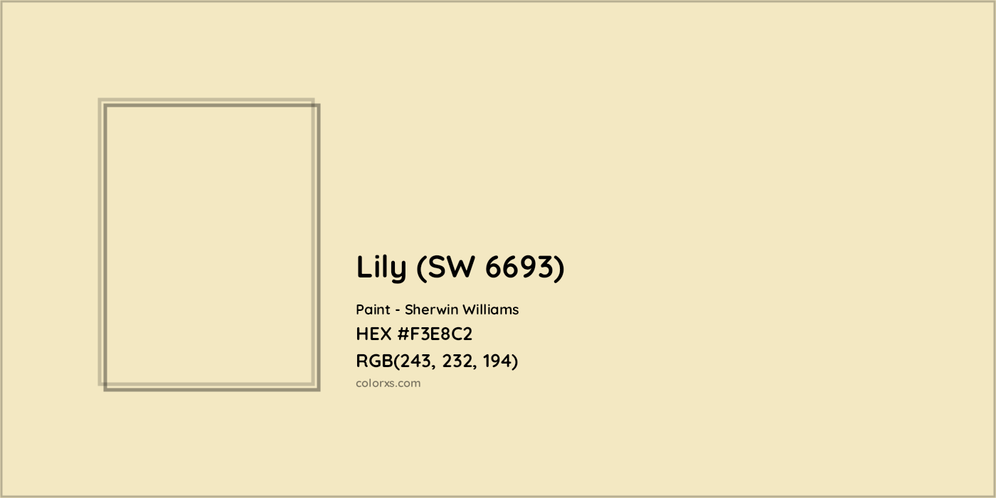 HEX #F3E8C2 Lily (SW 6693) Paint Sherwin Williams - Color Code