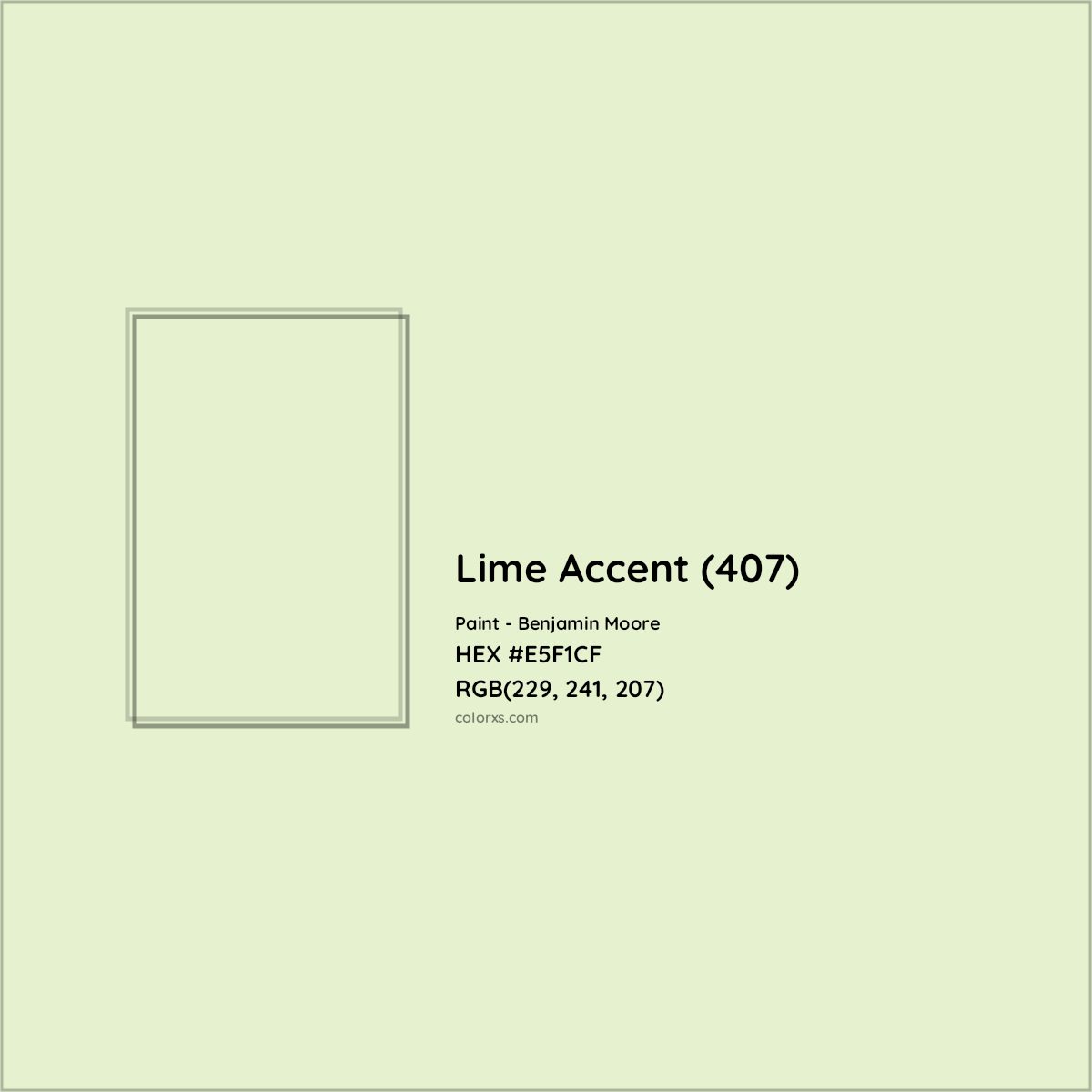 HEX #E5F1CF Lime Accent (407) Paint Benjamin Moore - Color Code